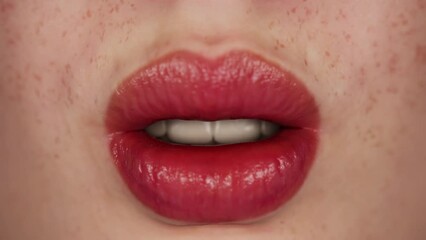 female lips closeup, studio light, 3D render