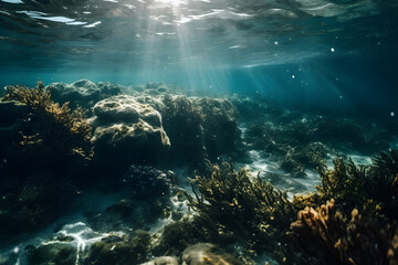 Fototapeta premium Unveiling the Wonders of the Underwater Realm. Generative AI