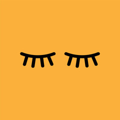 eyelash icon on orange background