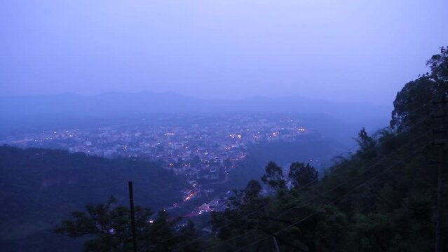 July 5th 2022 Katra, Jammu and Kashmir, India. An aerial shot of katra city in Jammu And Kashmir from Mata Vaishno Devi site.