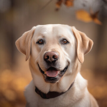 Labrador Retriever dog, Labrador Retriever portrait, front view, close up, happy, pet  portrait, outdoor shot, portrait of a pet, beige big dog, Portrait image, Nature background, blurred background