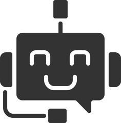 Support chatbot black glyph icon. Algorithm helping users. Automated technology. Information service. Silhouette symbol on white space. Solid pictogram. Vector isolated illustration