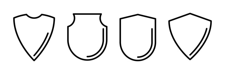 Line editable shield, guard icon set