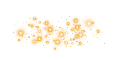 Golden glitter wave abstract illustration. Golden stars dust trail sparkling particles isolated on transparent background. Magic concept. PNG.