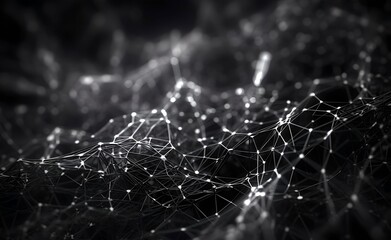 AI Neural Nets. Futuristic Background of Artificial Intelligence Neural Networks. Black Background. Generative AI.