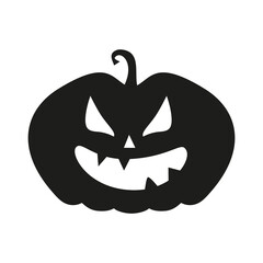 Funny Halloween pumpkin silhouette. Illustration on transparent background