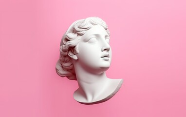 Vintage of the sculpture on the pink background.