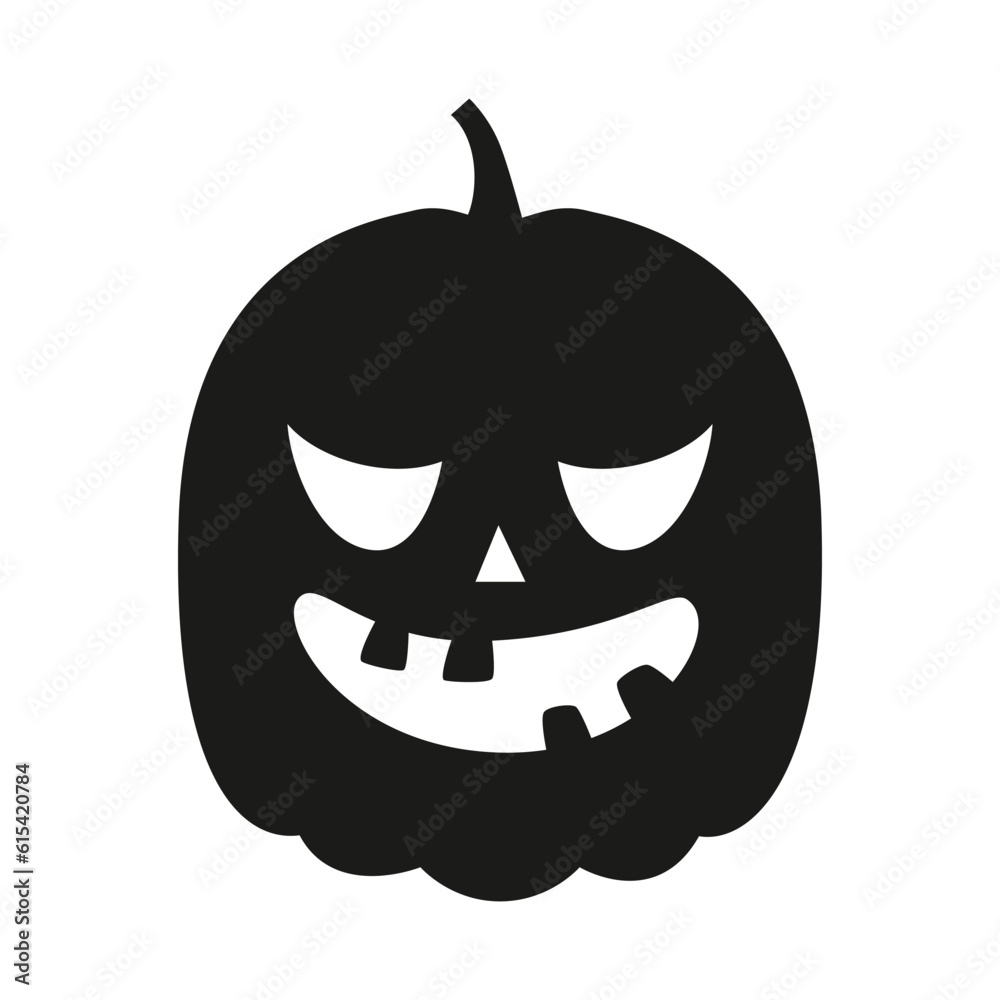 Wall mural Funny Halloween pumpkin silhouette isolated on a white background. Vector illustration - Wall murals