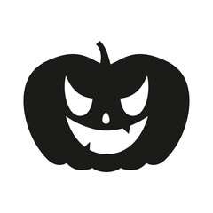 Funny Halloween pumpkin silhouette isolated on a white background. Vector illustration