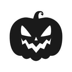 Funny Halloween pumpkin silhouette isolated on a white background. Vector illustration