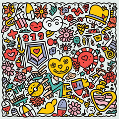Obraz premium monster, pattern, background, illustration, vector, seamles
