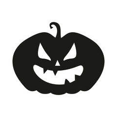 Funny Halloween pumpkin silhouette isolated on a white background. Vector illustration