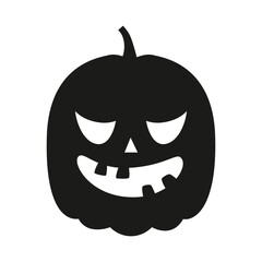 Funny Halloween pumpkin silhouette isolated on a white background. Vector illustration