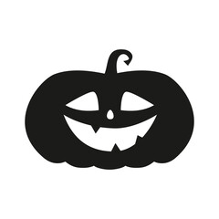 Funny Halloween pumpkin silhouette isolated on a white background. Vector illustration