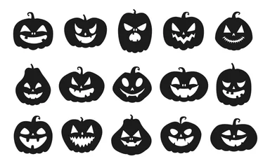 Fototapeten Funny Halloween pumpkin silhouette collection. Vector illustration isolated on a white background © tiena