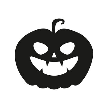 Funny Halloween pumpkin silhouette isolated on a white background. Vector illustration
