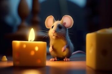 Whimsical Delight: Pixar-inspired Cute Tiny Mouse Holding a Piece of Luxury Cheese, 
Cute mouse, Tiny, Pixar, Animation, Whimsical, Delightful, Luxury cheese, Adorable, Playful,