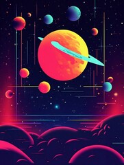 A space-themed background illustration for night party posters, flyers, and interior decor. Featuring elements of the universe, galaxies, and planets. Perfect for creating a captivating ambiance
