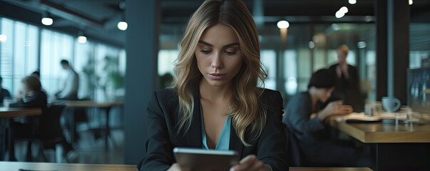 A successful business woman deals with company management and agenda via the Internet. Generative AI