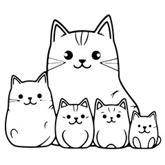 cute cat with people outline, international cat day