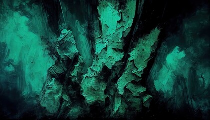 Abstract green grunge paint texture, ink art pattern backdrop
