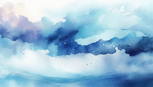 Abstract light blue watercolor paint texture, ink art pattern backdrop
