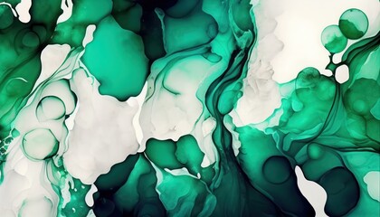 Abstract green watercolor paint texture, ink art pattern backdrop, alcohol art 
