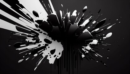 Abstract black white watercolor paint texture, ink splash art pattern backdrop
