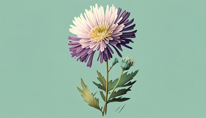 Simple minimalistic flower illustration on a plain colorful background