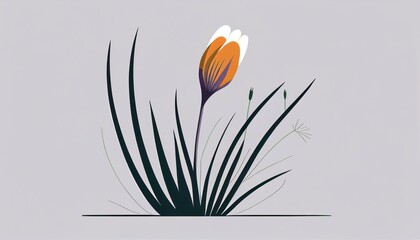 Simple minimalistic tulip flower illustration on a plain colorful background