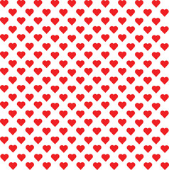 red heart illustration, stock vector pattern on plain white background, Vector illustration  for fabric, paper, packaging, etc.