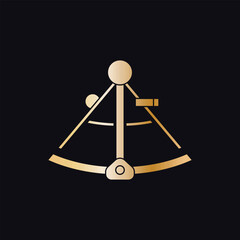 Sextant vector icon design. Gold sextant logo design template.