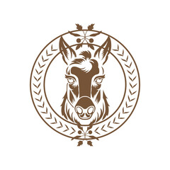 Donkey vector icon design. Farm symbol flat logo design. 