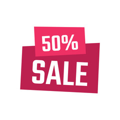 special offer 50 percent, sale label icon, 50 percent off discount