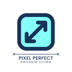 Screen enlargement pixel perfect RGB color ui icon. Multimedia player control. Simple filled line element. GUI, UX design for mobile app. Vector isolated pictogram. Editable stroke. Poppins font used