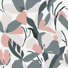 Abstract floral seamless pattern with stylized flowers