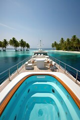 Obraz na płótnie Canvas Luxury at Sea luxury yacht journey through the Maldives, where opulence meets the endless expanse of the ocean Generative Ai Digital Illustration