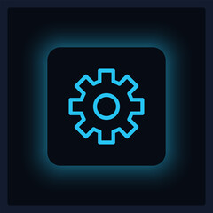 Focused settings button UI element template. Editable isolated vector dashboard component. Flat user interface. Visual data presentation. Web design widget for mobile application with dark theme