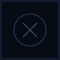 Inactive cancel button UI element template. Editable isolated vector dashboard component. Flat user interface. Visual data presentation. Web design widget for mobile application with dark theme