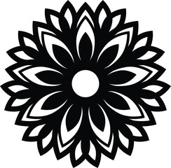 abstract background black and white flower circular pattern. Eight-pointed star. Black and white vector ornament.