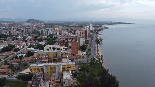 Aerial view of the city of Lecheria and part of its beaches, located in the north of Anzoátegui State, Venezuela