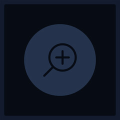 Fototapeta premium Inactive zoom in button UI element template. Editable isolated vector dashboard component. Flat user interface. Visual data presentation. Web design widget for mobile application with dark theme