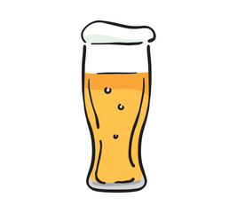 手描きのグラスビールのイラスト