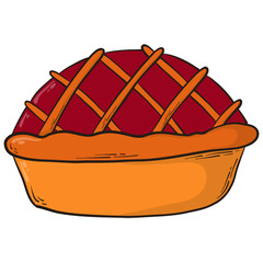 Hand drawn Autumn and Thanksgiving PNG pumpkin pie cartoon element, doodle, clip art, print.