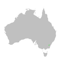 Vector map of the state of Australian Capital Territory highlighted highlighted in bright green on a map of Australia.
