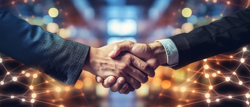 Business Networking Concept With Focus On Customer Support. A Handshake That Symbolizes Cooperation And Partnership Between Enterprises. Generative AI