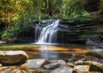 view of idyllic Carrick Creek waterfall in upstate South Carolina