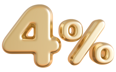 4 Percentage Gold 3D Number Discount