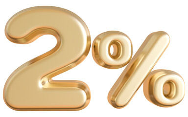 2 Percentage Gold 3D Number Discount