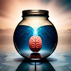 brain in glass